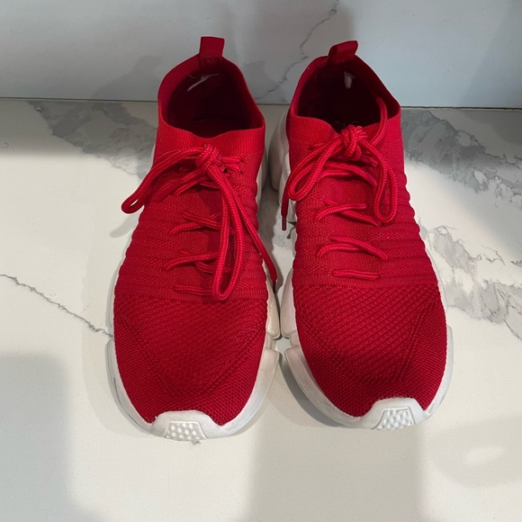 Shoes - Red Athletic Lightweight Knit Sneakers